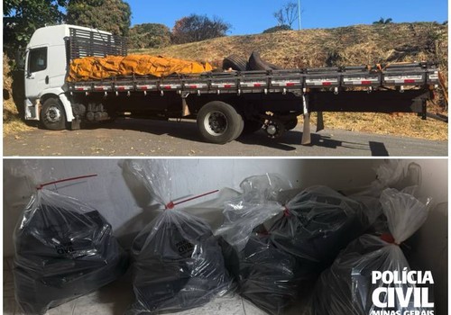 PC apreende mais de 100 barras de cocaína em pneus de caminhão carregado de cebola em Três Marias