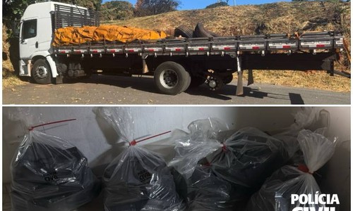 PC apreende mais de 100 barras de cocaína em pneus de caminhão carregado de cebola em Três Marias